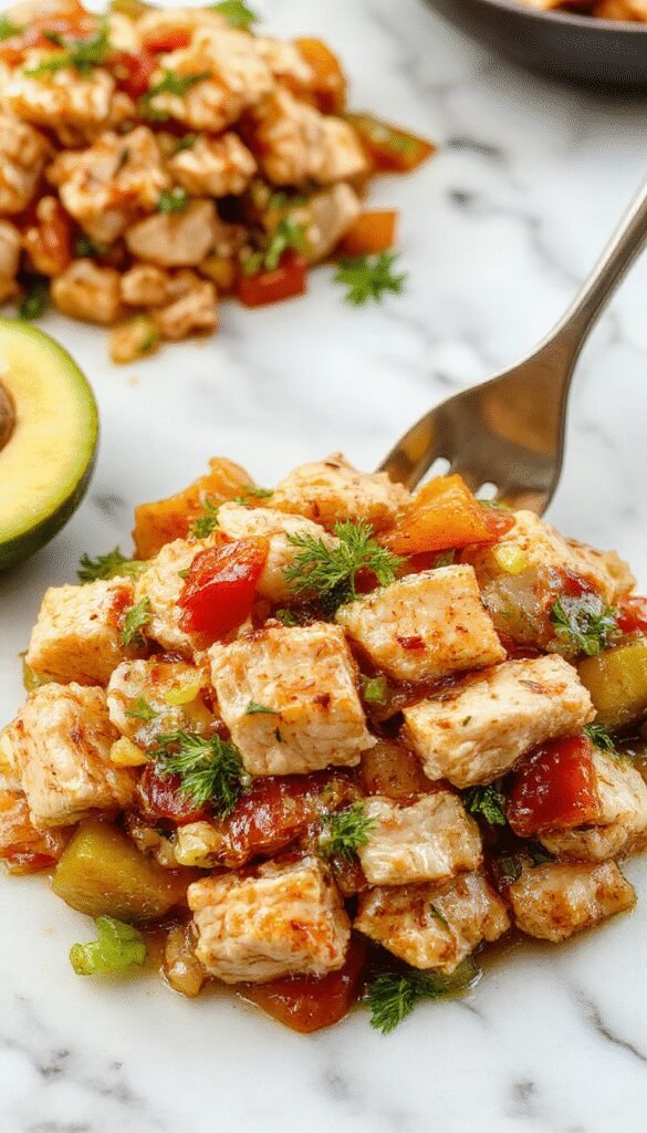 Vibrant turkey and colorful bell peppers stir-fry in a wok with steam rising