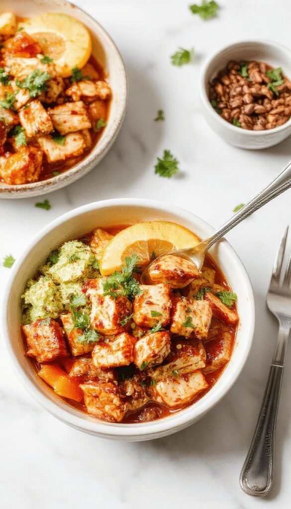 A vibrant Spicy Peanut Chicken Power Bowl with grilled chicken, colorful vegetables, and a peanut sauce drizzle