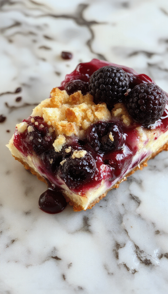 A vibrant slice of blueberry crumble cheesecake on a white plate, topped with fresh blueberries and golden crumble, with a creamy filling and a crunchy crust, styled with blueberries scattered around and a rustic wooden background