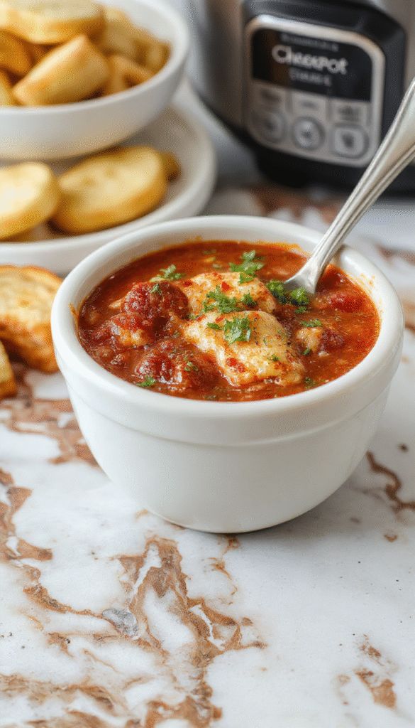A vibrant bowl of lasagna soup showcasing layers of melted cheese, rich tomato broth, and tender pasta garnished with fresh basil and grated Parmesan, all presented on a rustic wooden surface.