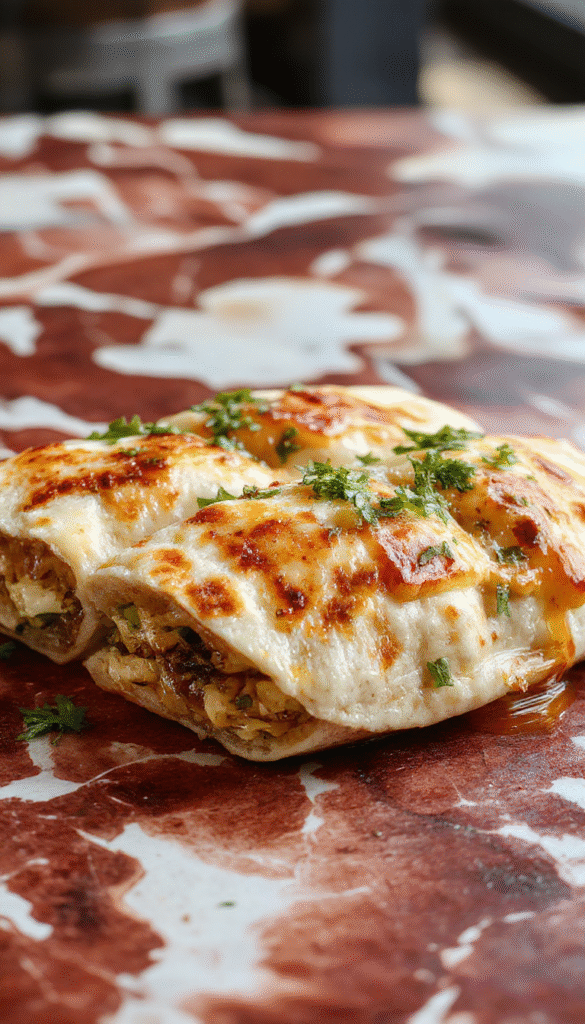 Colorful mini quesadillas filled with melted cheese and crispy edges, arranged on a rustic wooden board garnished with fresh herbs and sliced jalapenos, showcasing their golden-brown exterior and gooey cheese filling.