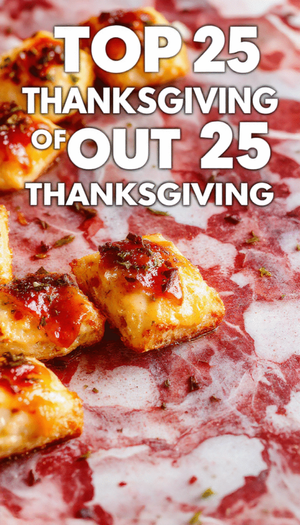 Colorful platter of assorted bite-sized Thanksgiving finger foods including mini sliders, cheesy bites, veggie skewers, and savory tartlets, artfully arranged on a rustic wooden table with warm lighting.