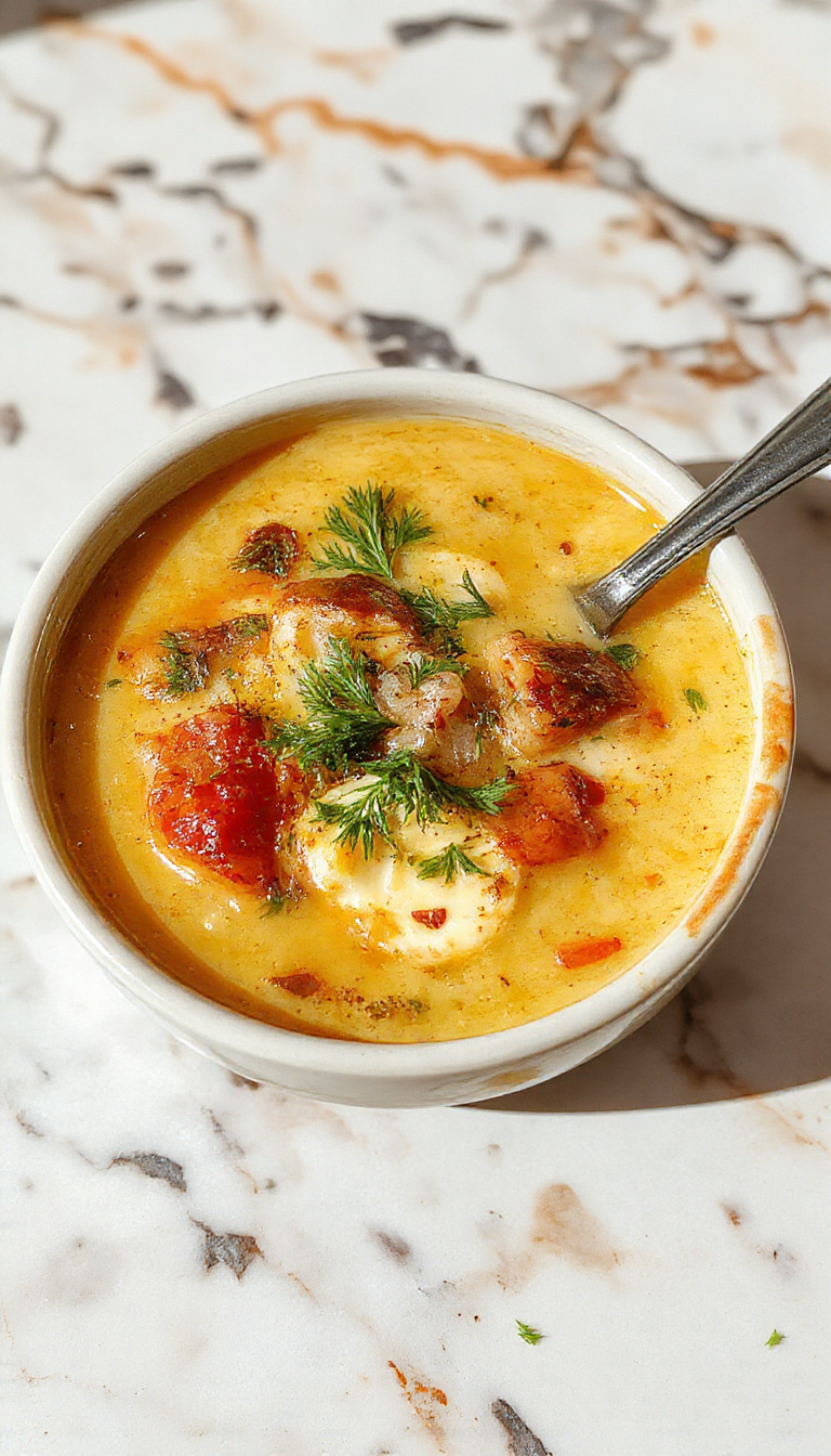 A cozy bowl of Italian Penicillin Soup filled with colorful vegetables, tender chicken pieces, and herb garnishes, served on a rustic wooden table with fresh bread on the side, vibrant and inviting textures visible