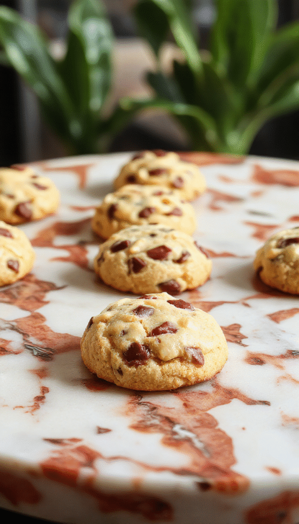 A close-up of golden-brown Neiman Marcus cookies on a white plate, showcasing their chewy texture, chocolate chips, and crisp edges, styled with a sprinkle of sea salt and a rustic wooden background.