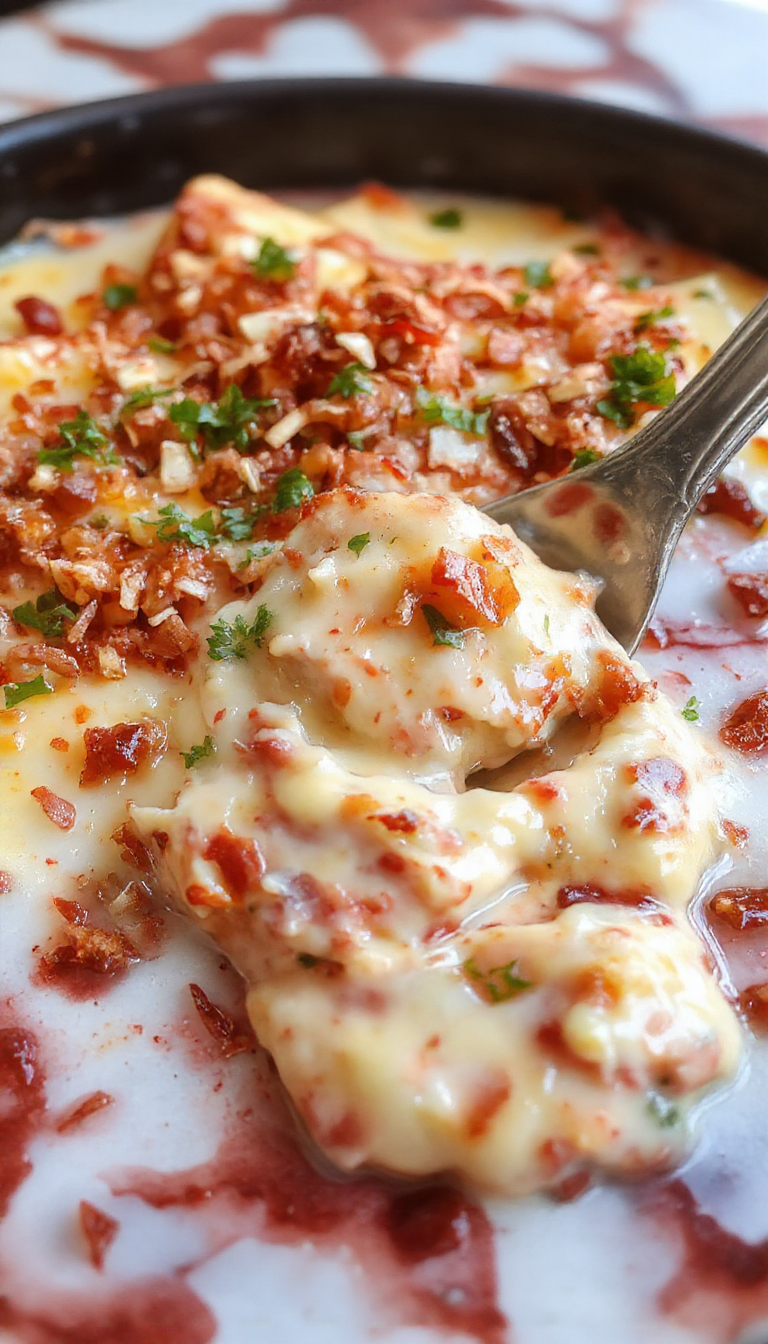 A vibrant, close-up shot of Texas Trash Dip served in a clear bowl, showing a gooey, melted cheese topping with crispy tortilla chips and diced tomatoes, garnished with chopped green onions and jalapenos. The colorful ingredients contrast beautifully against the creamy dip, styled on a rustic wooden table with a sprinkle of fresh herbs for a lively, inviting appeal.